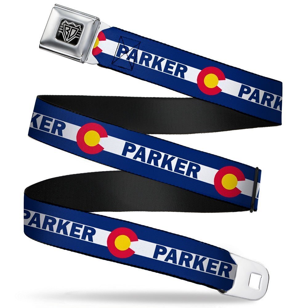 5166 Seatbelt Belt - Colorado PARKER Flag Blue/White/Red/Yellow - 1.0" Wide